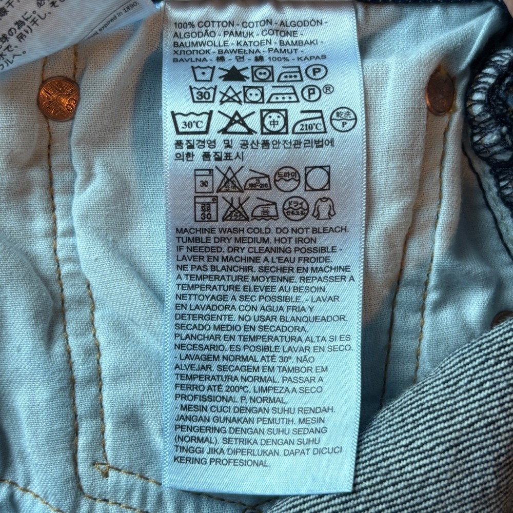 Y2K Men's Levis 501 Original Fit Straight Leg Indigo Blue Button Fly Jeans 32x34 - Picture 11 of 15